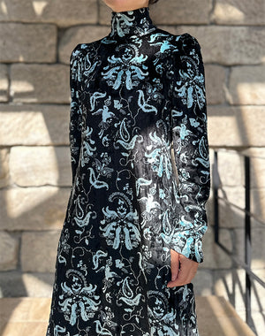 マユ Mame Kurogouchi / Velour Jersey High Neck Dress