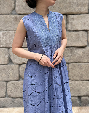 neQuittez pas ヌキテパ｜Cotton Voile Dot Hemla No Sleeve Dress