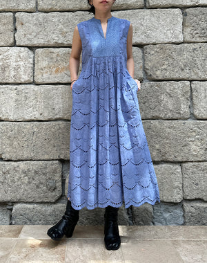 neQuittez pas ヌキテパ｜Cotton Voile Dot Hemla No Sleeve Dress