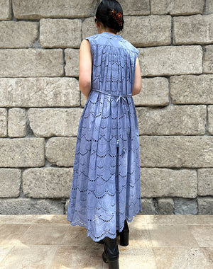 neQuittez pas / Cotton Voile Dot Hemla No Sleeve Dress / 010500CB2