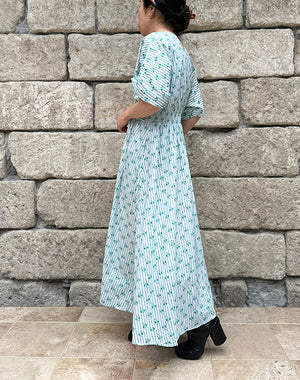 neQuittez pas / Cotton Jacquard Stripe Small Flower Print Waist
