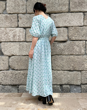 neQuittez pas / Cotton Jacquard Stripe Small Flower Print Waist