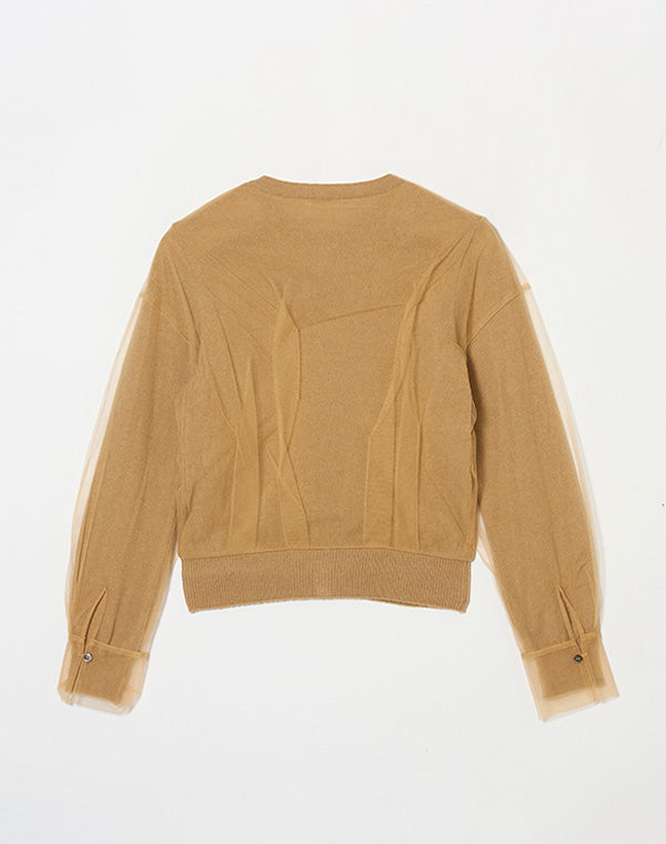 
                  
                    Load image into Gallery viewer, TULLE COVER KNIT CARDIGAN / 308297252001
                  
                