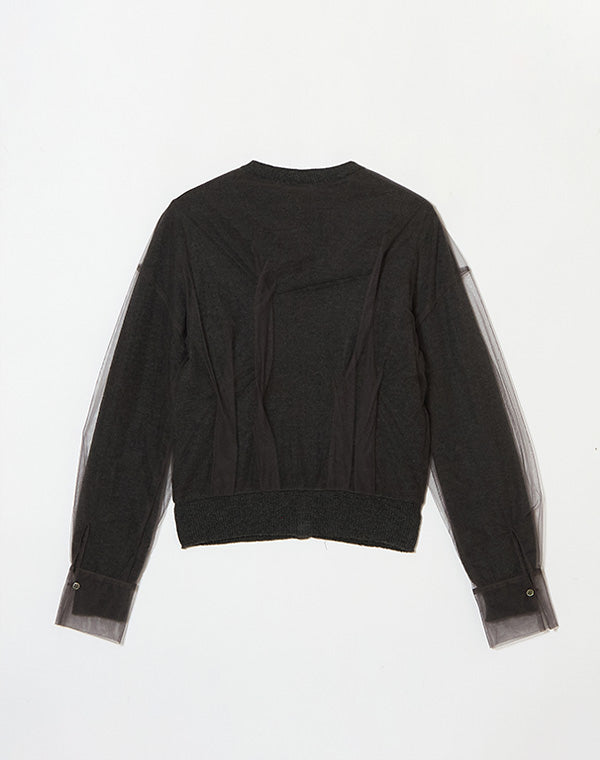 
                  
                    Load image into Gallery viewer, TULLE COVER KNIT CARDIGAN / 308297252001
                  
                