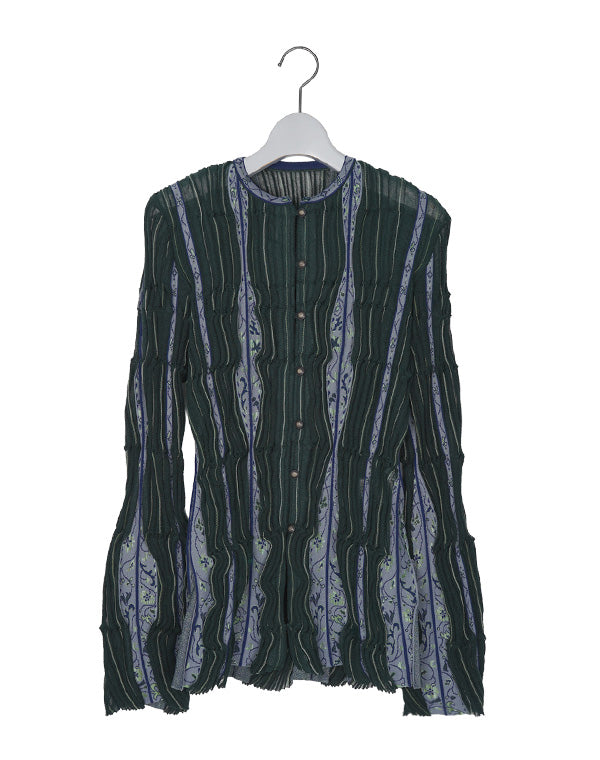 Mame Kurogouchi / Fluid Jacquard Knit Cardigan / MM26FW-KN080