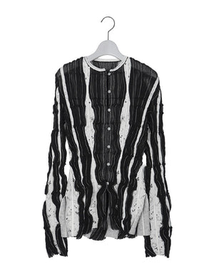 Mame Kurogouchi / Fluid Jacquard Knit Cardigan / MM26FW-KN080