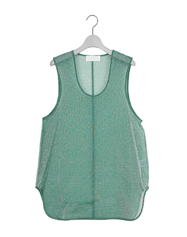 Mame Kurogouchi / Floral Jacquard Sheer Sleeveless Top / MM26FW