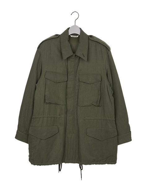 AURALEE オーラリー｜BRUSHED SILK LINEN SATIN PADDED MILITARY
