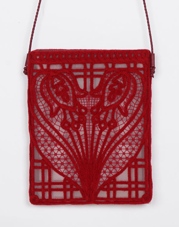 
                  
                    Load image into Gallery viewer, Cording Embroidery Pouch With Leather Strap / 335165252001
                  
                