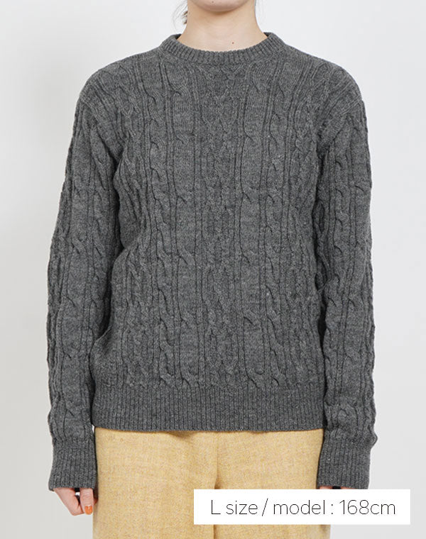 
                  
                    Load image into Gallery viewer, SHION ミドルゲージ ケーブルセーター / JJA19502UB
                  
                