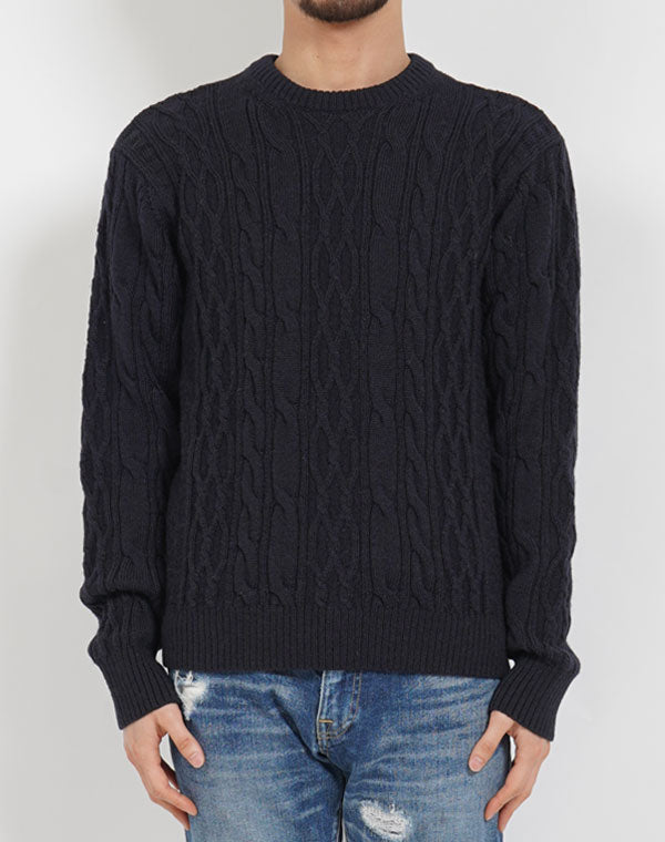 
                  
                    Load image into Gallery viewer, SHION ミドルゲージ ケーブルセーター / JJA19502UB
                  
                