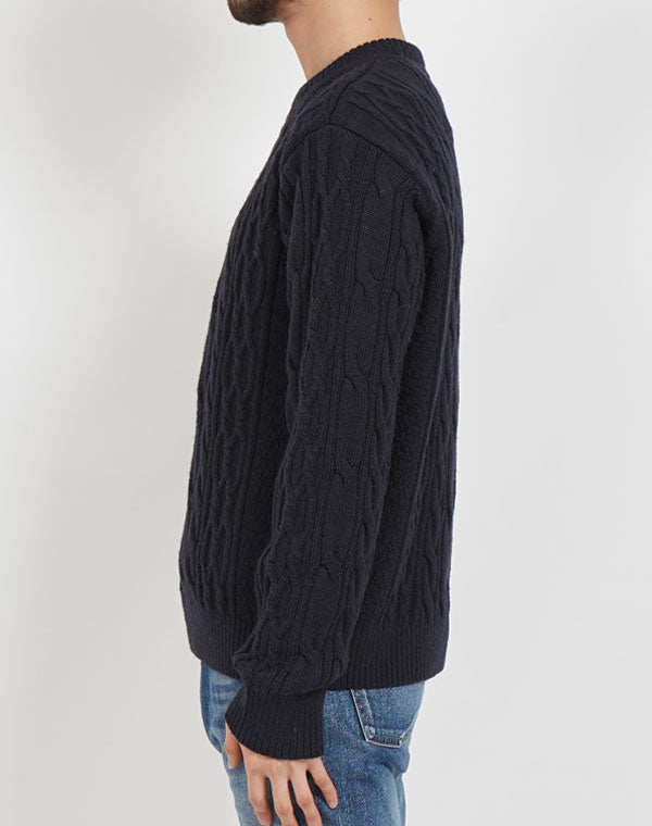 
                  
                    Load image into Gallery viewer, SHION ミドルゲージ ケーブルセーター / JJA19502UB
                  
                