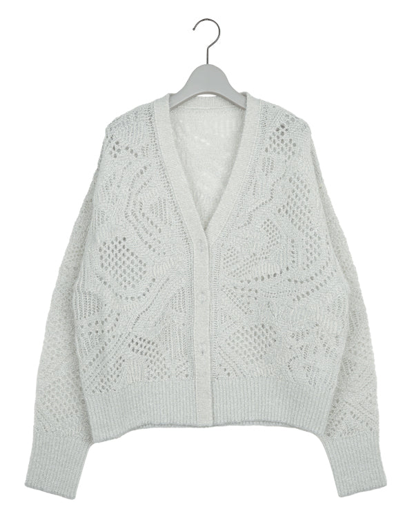 Mame Kurogouchi / Shimmering Knit Cardigan / MM26SS-KN030