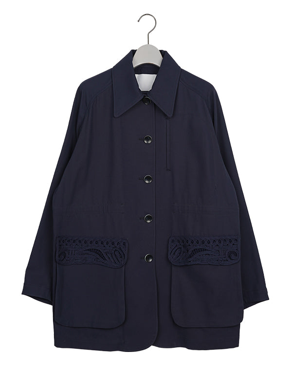 Mame Kurogouchi / Cording Embroidery Detailed Middle Length Jacket ...