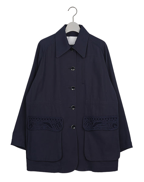Mame Kurogouchi / Cording Embroidery Detailed Middle Length Jacket