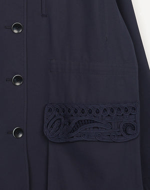Mame Kurogouchi / Cording Embroidery Detailed Middle Length Jacket