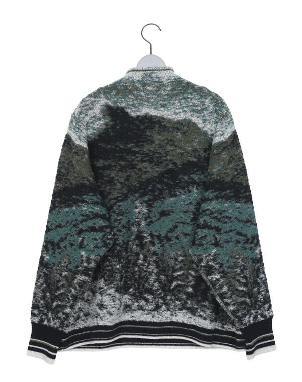 Mame Kurogouchi マメ クロゴウチ｜Pile Jacquard Half Zip Knit Top