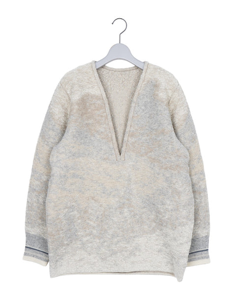 Mame Kurogouchi マメ クロゴウチ｜Pile Jacquard Plunge Knit Top