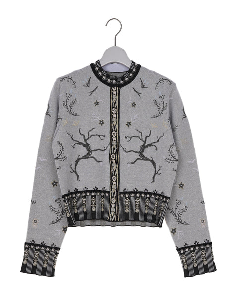 マメ クロゴウチ カーディガン サイズ2 M - Mame Kurogouchi マメ クロゴウチ｜ Layered Jacquard Knit Cardigan
