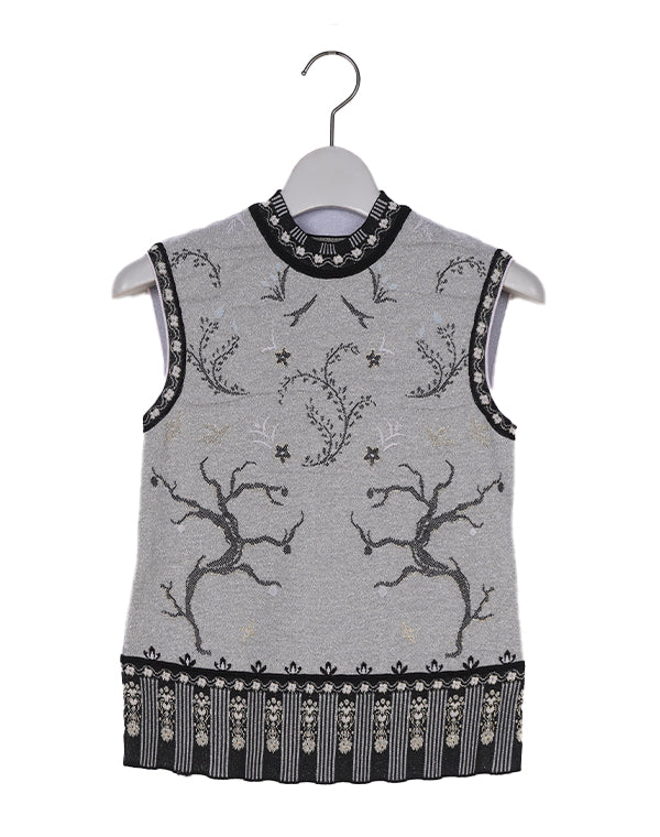 Mame Kurogouchi マメ クロゴウチ｜ Layered Jacquard Sleeveless Knit