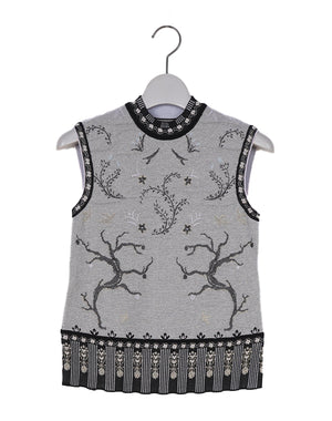 Mame Kurogouchi マメ クロゴウチ｜ Layered Jacquard Sleeveless Knit