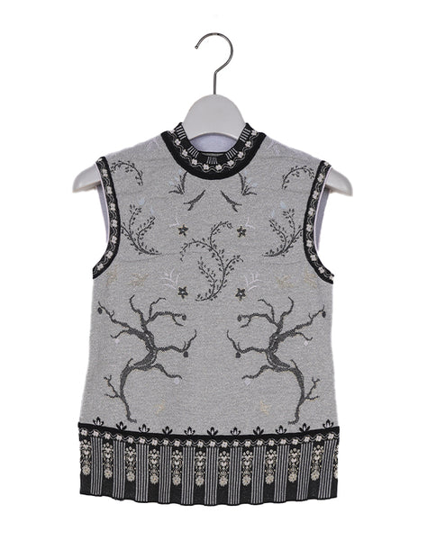 Mame Kurogouchi マメ クロゴウチ｜ Layered Jacquard Sleeveless Knit