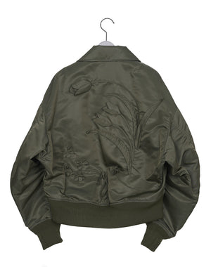 Mame Kurogouchi / Nylon Twill 3D Embroidery Flight Jacket / MM26SS