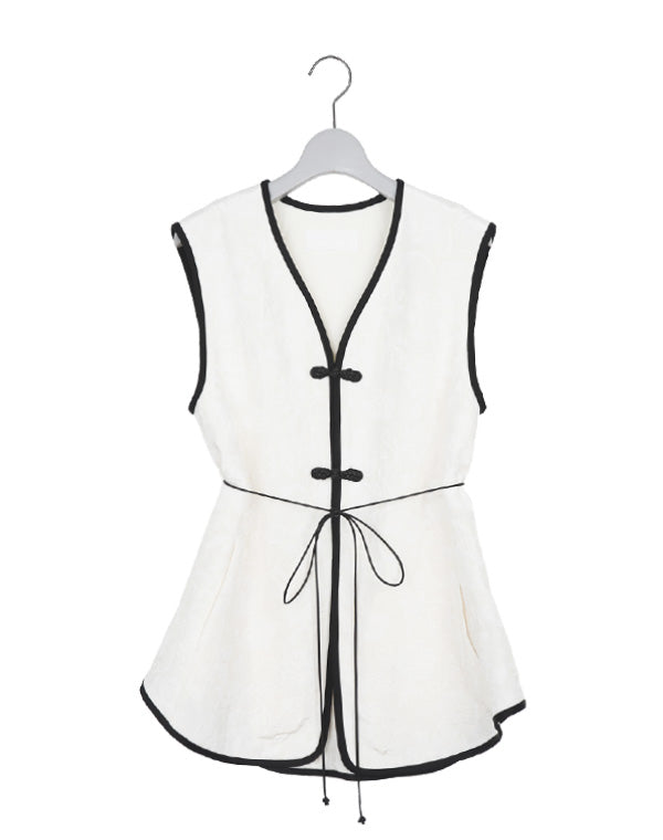 Mame Kurogouchi マメ クロゴウチ｜Raised Jacquard Frog Button Vest