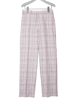 
                  
                    Load image into Gallery viewer, 【SALE】LINEN SILK CHECK SLACKS / 315192231002
                  
                