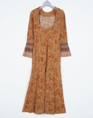 
                  
                    Load image into Gallery viewer, 【SALE】Flowered Velour Jacquard Dress / 303165221003
                  
                