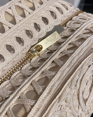 
                  
                    Load image into Gallery viewer, Cording Embriodery Demi Lune Handbag
                  
                