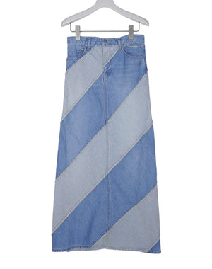 
                  
                    Load image into Gallery viewer, 【SALE】Eco Bio Washed Denim-Bias Line Skirt / 320333231001
                  
                