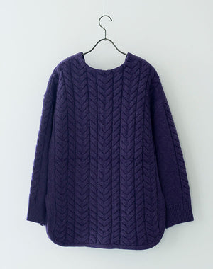 
                  
                    Load image into Gallery viewer, 【予約受付終了】Hem Round Cable Knit Pullover / BBA18451LE
                  
                