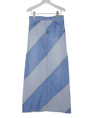 
                  
                    Load image into Gallery viewer, 【SALE】Eco Bio Washed Denim-Bias Line Skirt / 320333231001
                  
                