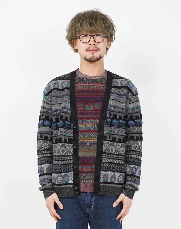 
                  
                    Load image into Gallery viewer, Colourful Mix jacquard Cardigan / KBAF352M
                  
                