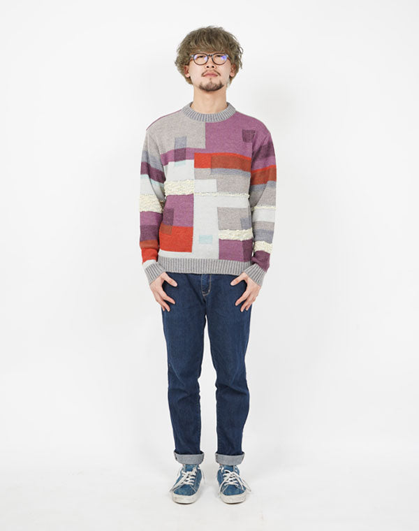 
                  
                    Load image into Gallery viewer, Block Pattern Fancy Pullover / KBAF355M
                  
                