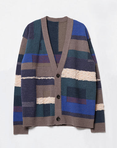 Block Pattern Fancy Cardigan / KBAF356M